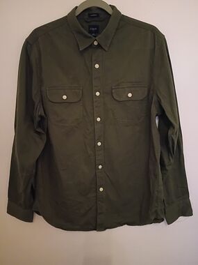 J.Crew Men's Classic Army Green Button-Up Shirt Sz M